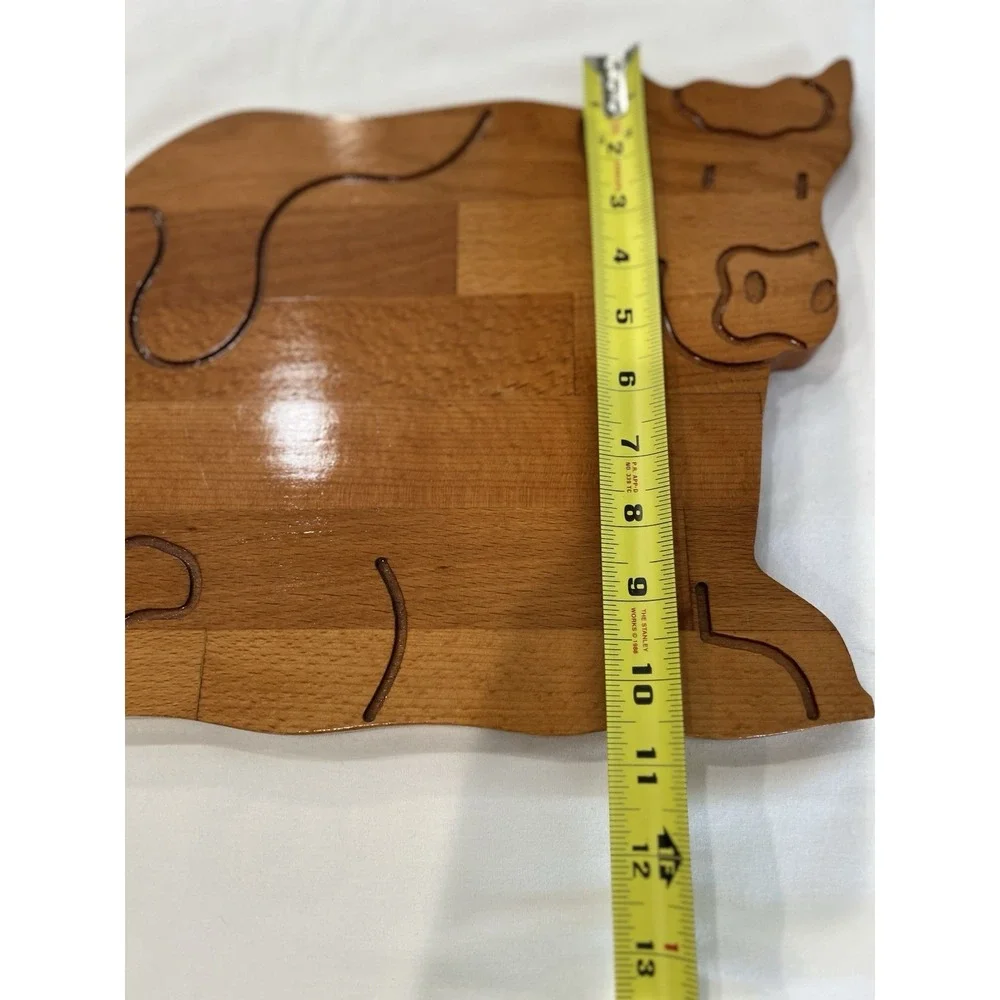 Vintage Primitive Cow Shaped Wood Cutting Board Kitchen Cottage Farm Folk Rustic